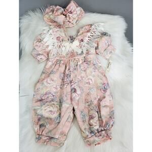 NEW Vintage Floral Jumper w/‎ HAT bijan kids baby 6 month pageant church wedding